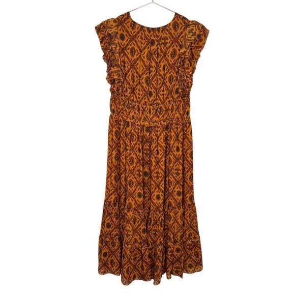 Ulla Johnson Anika Dress Ochre Silk Ruffle Size 8 - Picture 6 of 12